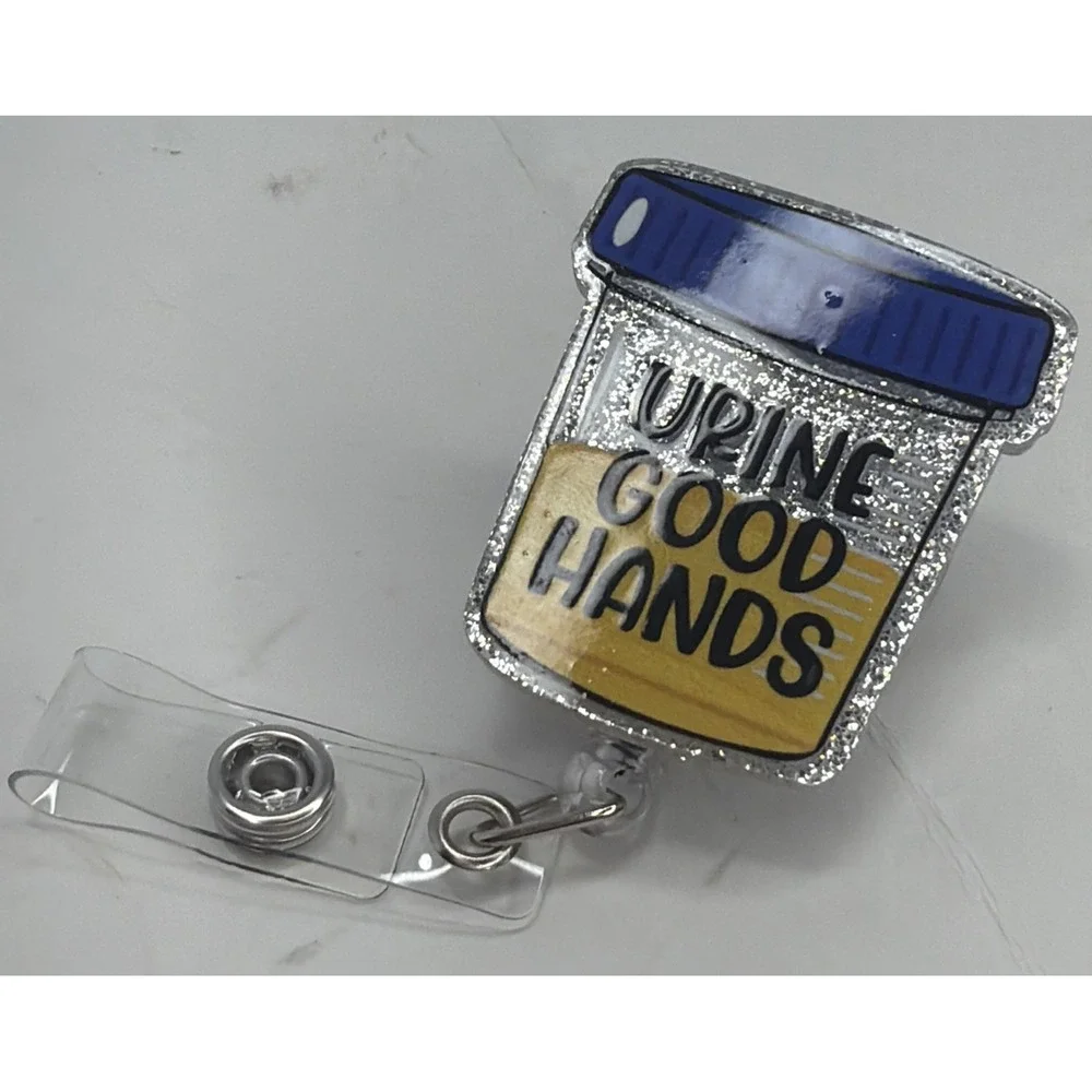 Urine Good Hands Funny Urology Retractable Badge Reel NEW